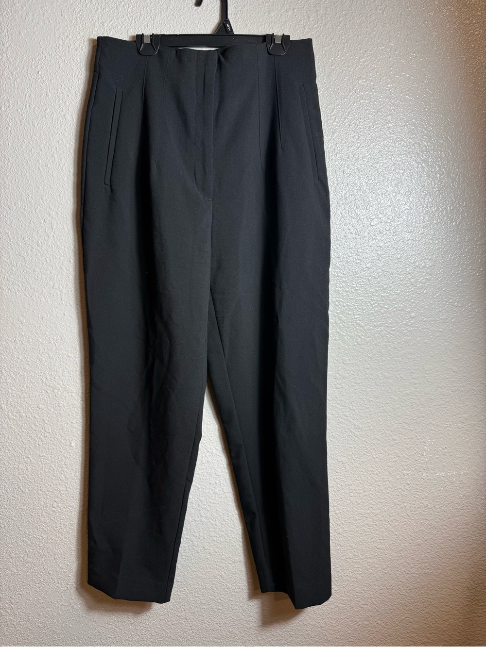 Zara black high-waisted tapered ankle trousers casual Size L